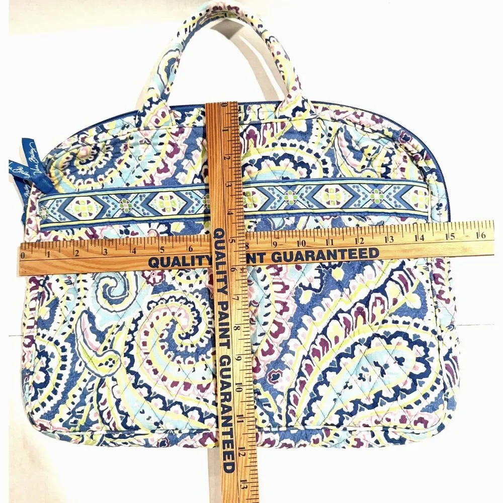Vintage Vera Bradley Quilted Paisley Blue Zip Top Tote Bag Granola Girl Artsy